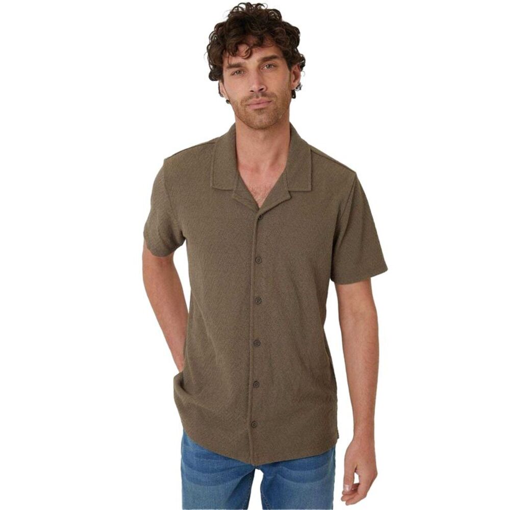 Threadbare Mens Selkirk Relaxed Fit Shirt / Khaki Green